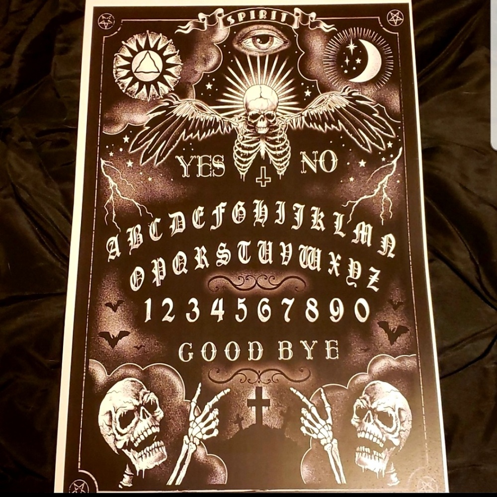 Too Fast Ouija Skeleton Sun Spirit Board 11"x17" Tattoo Art Lithograph Art Print